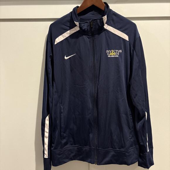 Nike Invictus Games Jacket Mens Large Blue USA Orlando 2016 Fisher House Flag - Picture 1 of 16